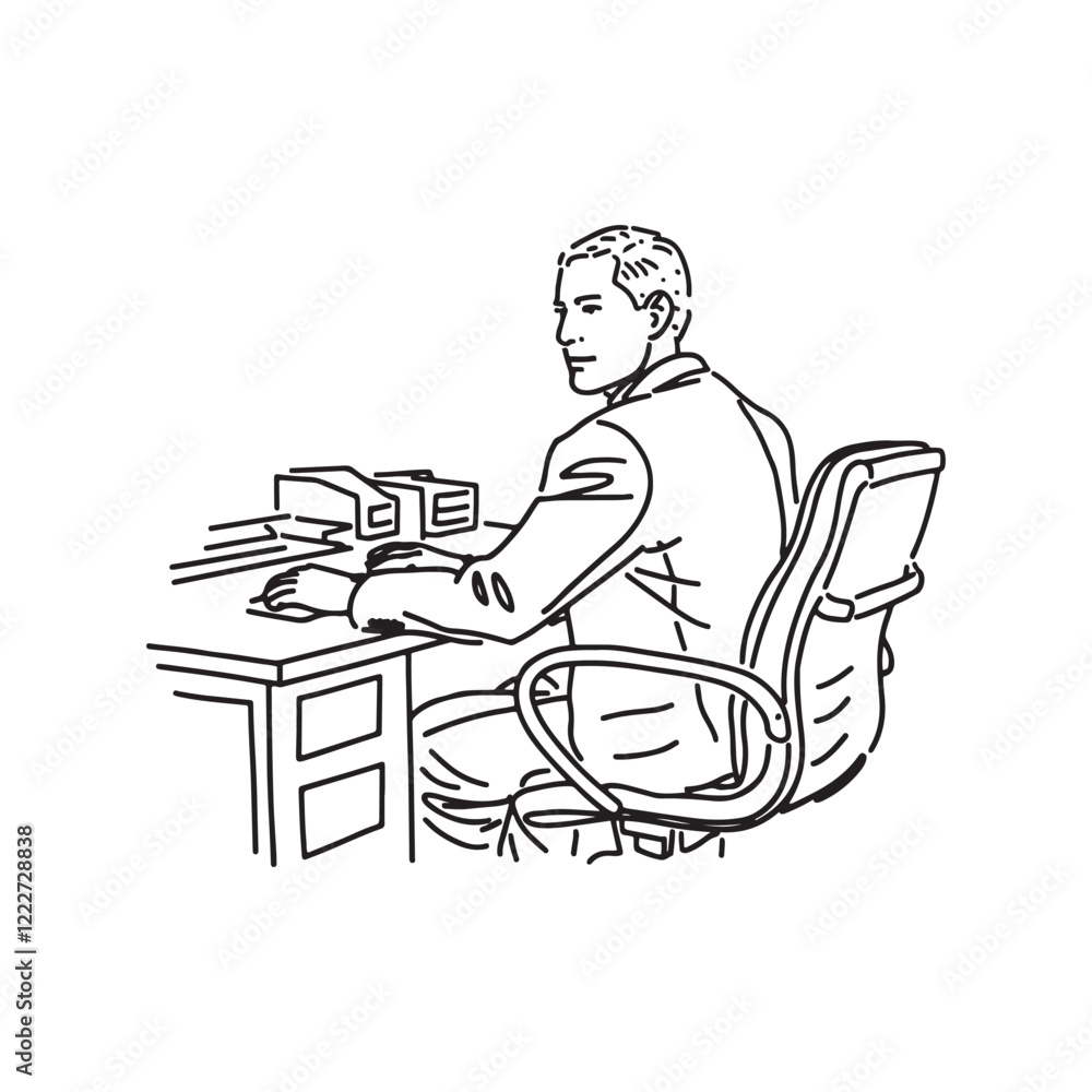 Man at Desk with Laptop - Digital Line Art for Office and Business Illustrations - Man at Desk Silhouette - Man at Desk Vector - Office Illustration - Man at Desk Line Art
Man at Desk with Laptop - Digital Line Art for Office and Business Illustrations - Man at Desk Silhouette - Man at Desk Vector - Office Illustration - Man at Desk Line Art