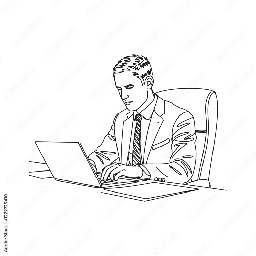 Professional Office Scene - Man Sitting at Desk in Line Art - Man at Desk Silhouette - Man at Desk Vector - Office Illustration - Man at Desk Line Art
Professional Office Scene - Man Sitting at Desk in Line Art - Man at Desk Silhouette - Man at Desk Vector - Office Illustration - Man at Desk Line Art