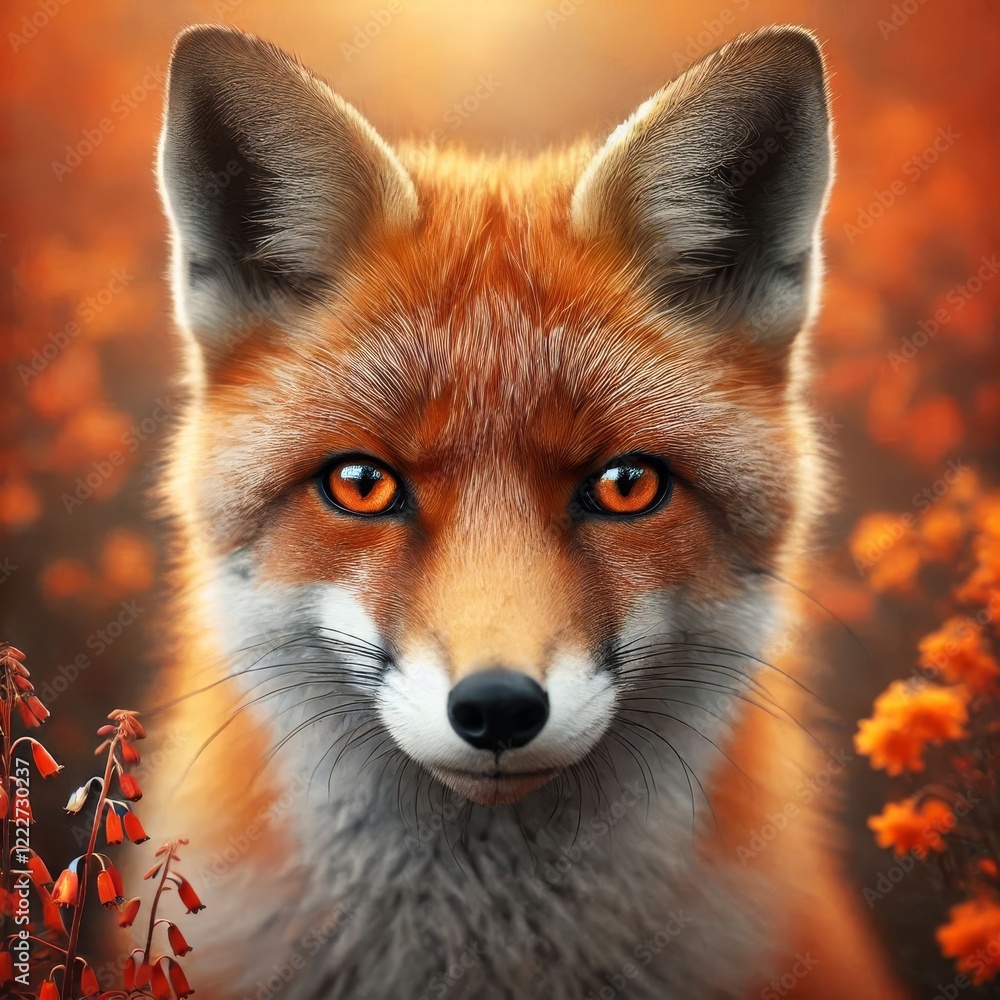 Fototapeta premium digitally enhanced image of a red fox 