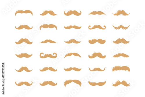 collection of brown mustache vector for barbershop and ect photo