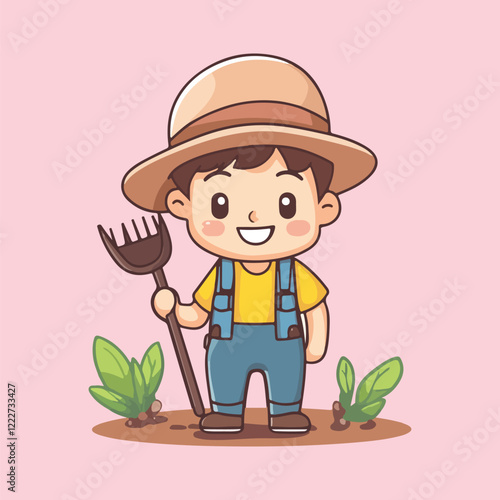 Smiling Cartoon Farmer vector illustration