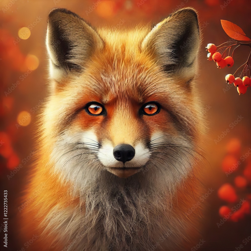Fototapeta premium digitally enhanced image of a red fox 
