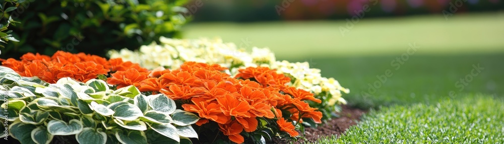 Orange and white flowers garden landscaping