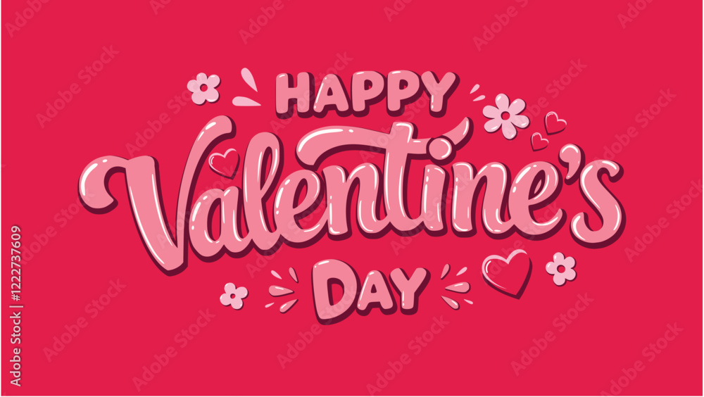 Pink Happy valentines day horizontal banner with hearts and flowers-01 Pink Happy valentines day horizontal banner with hearts and flowers-01