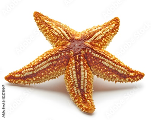 Detailed Closeup of a Brown Starfish on White Background photo