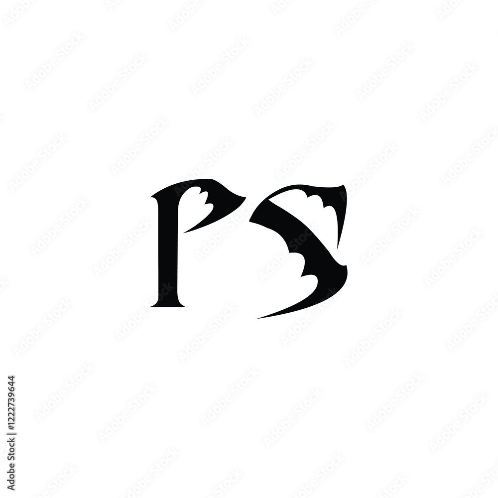 Fototapeta premium PS monogram logo design letter text name symbol monochrome logotype alphabet character simple logo