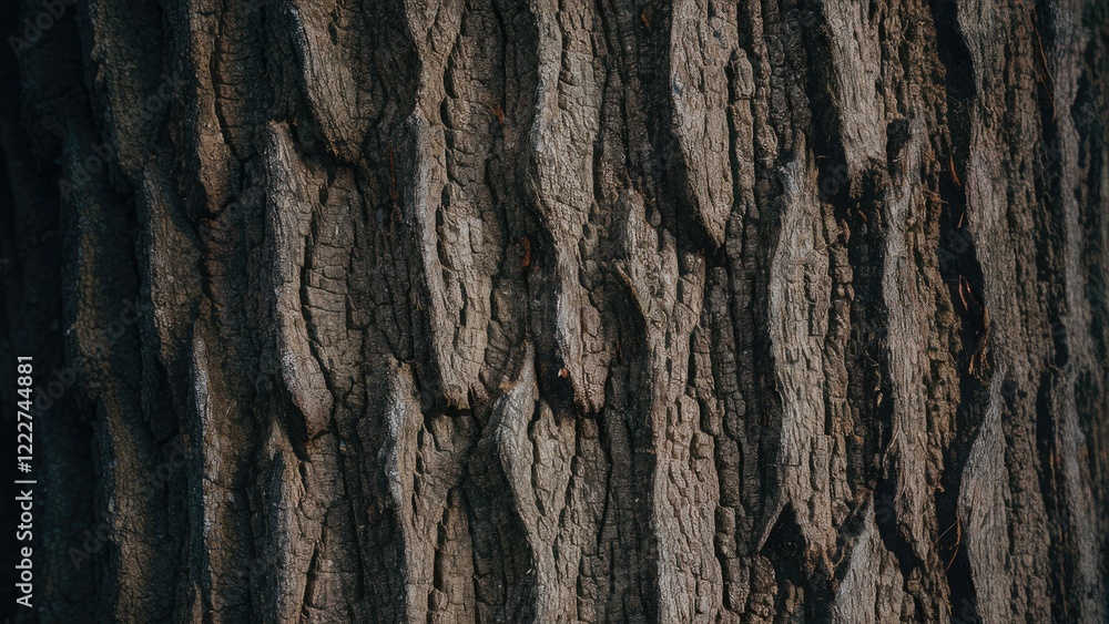 Closeup of rugged tree bark in earthy brown tones, highlighting intricate vertical ridges and patterns for a textured natural appearance. Closeup of rugged tree bark in earthy brown tones, highlighting intricate vertical ridges and patterns for a textured natural appearance.