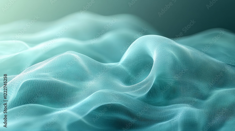 Soft turquoise mesh with blue-green blur gradient, grainy noise texture, and dynamic fluid movement for an abstract background Soft turquoise mesh with blue-green blur gradient, grainy noise texture, and dynamic fluid movement for an abstract background