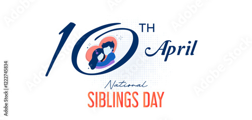 Siblings Day. Greeting template to commemorate national brothers' day, April 10. Vector showing brothers hugging each other