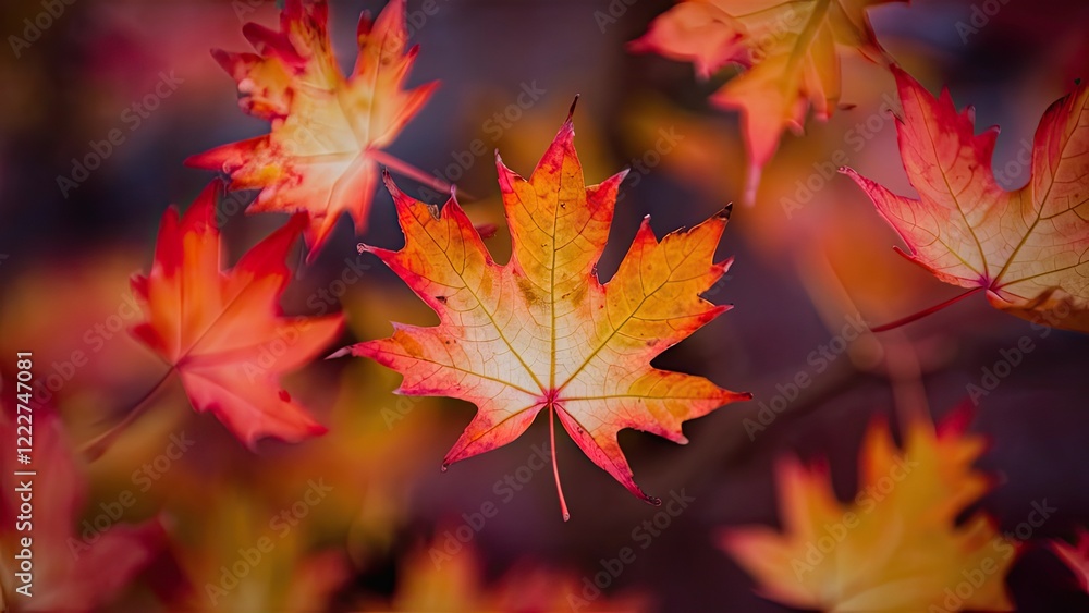 Vibrant autumn leaves in shades of orange and red scattered with a blurred background creating a tranquil essence of seasonal transformation. Vibrant autumn leaves in shades of orange and red scattered with a blurred background creating a tranquil essence of seasonal transformation.