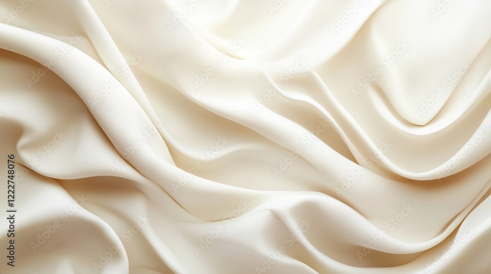 Obraz premium Soft cream silk fabric draping gracefully on a surface, highlighting elegant textures and gentle folds in daylight