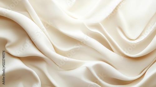 Soft cream silk fabric draping gracefully on a surface, highlighting elegant textures and gentle folds in daylight