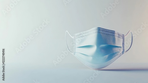 Protective mask floating against a light background emphasizes health and safety awareness during recent global events photo