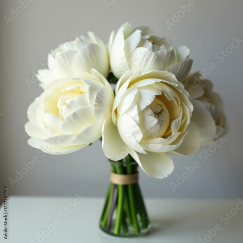 A simple yet elegant bouquet of white peonies, simple, understated photo