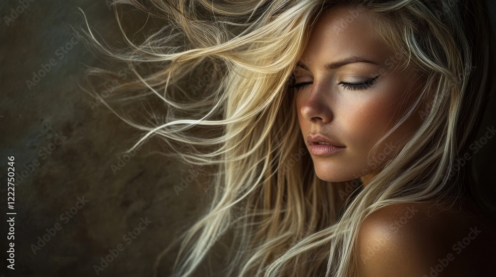 Blond Frau an der Wand / Muskeln / Kraft / Power Blond Frau an der Wand / Muskeln / Kraft / Power
