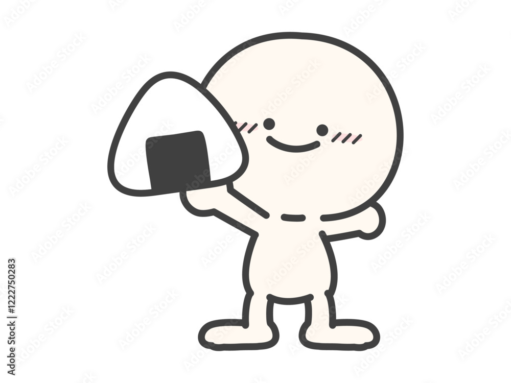 おにぎりとシンプルでかわいい人物のベクターイラスト06