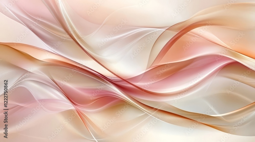 Abstract fabric design featuring soft waves and curves in warm pastel colors for a calming atmosphere Abstract fabric design featuring soft waves and curves in warm pastel colors for a calming atmosphere