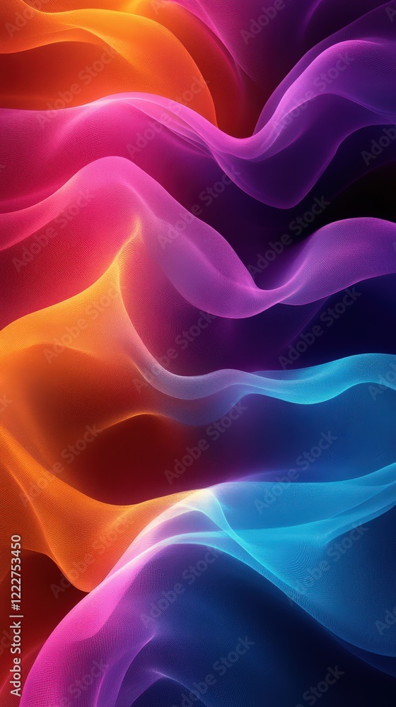 Obraz premium Vibrant waves of color swirl in brilliant harmony creating a mesmerizing visual symphony