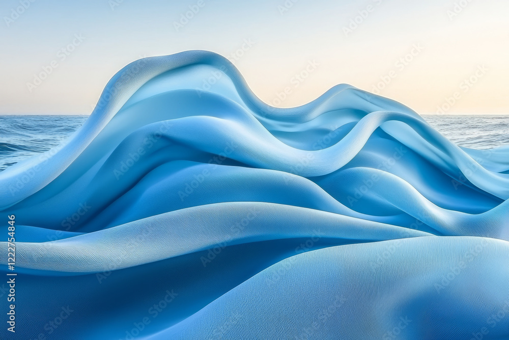 Obraz premium Ocean-like waves of flowing, light blue fabric.