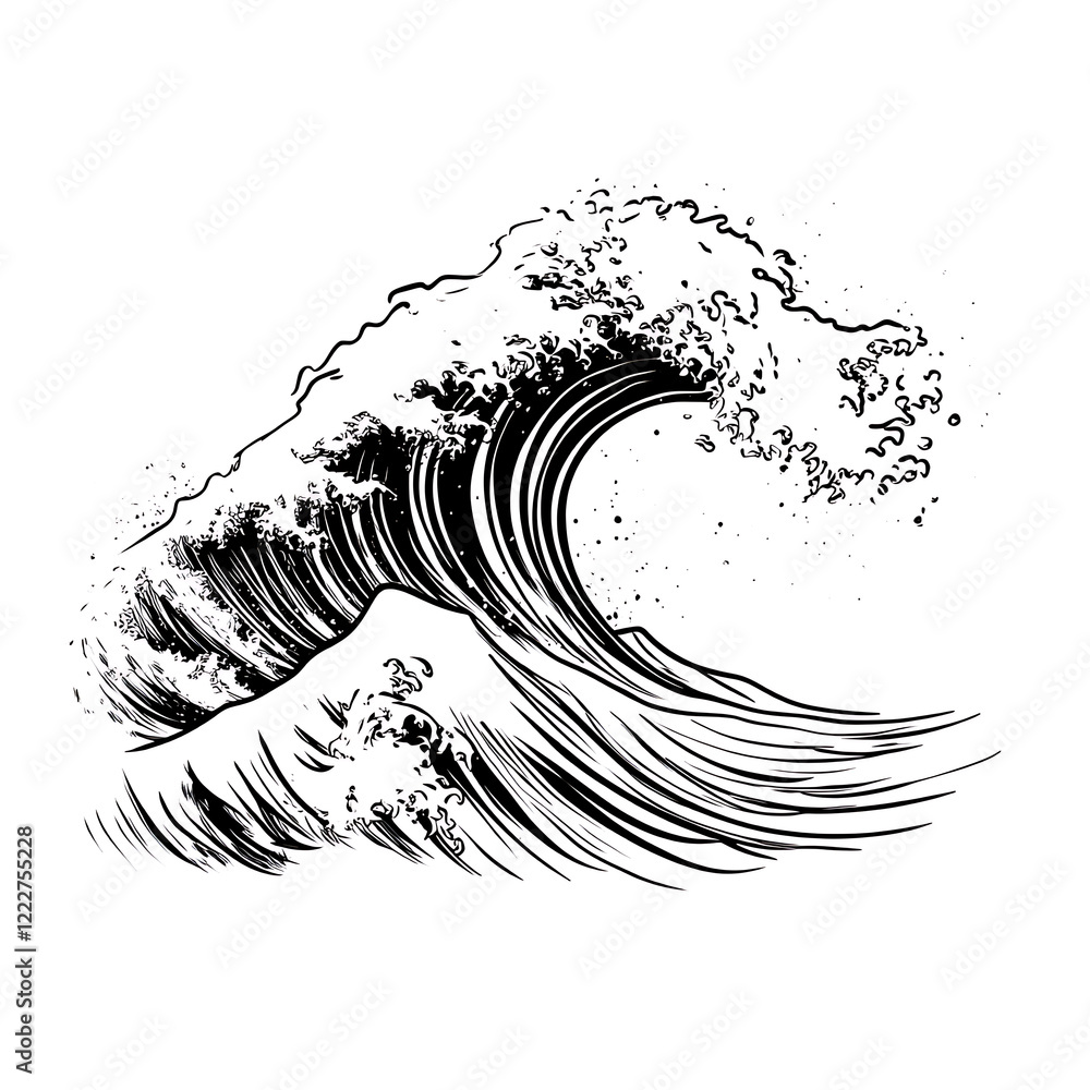 Obraz premium Hand-drawn wave illustration icon