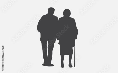 Married elderly couple in vector.