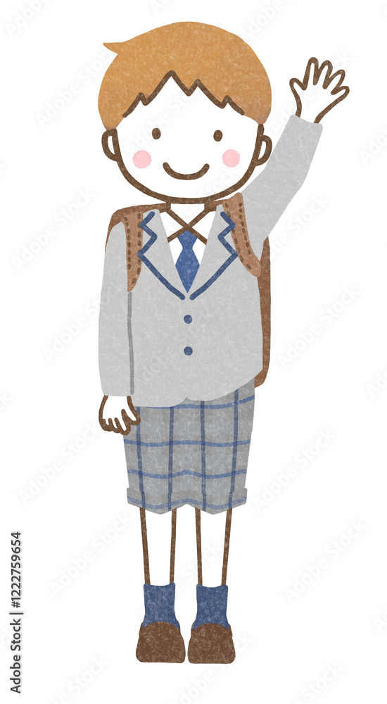 手を挙げている男の子