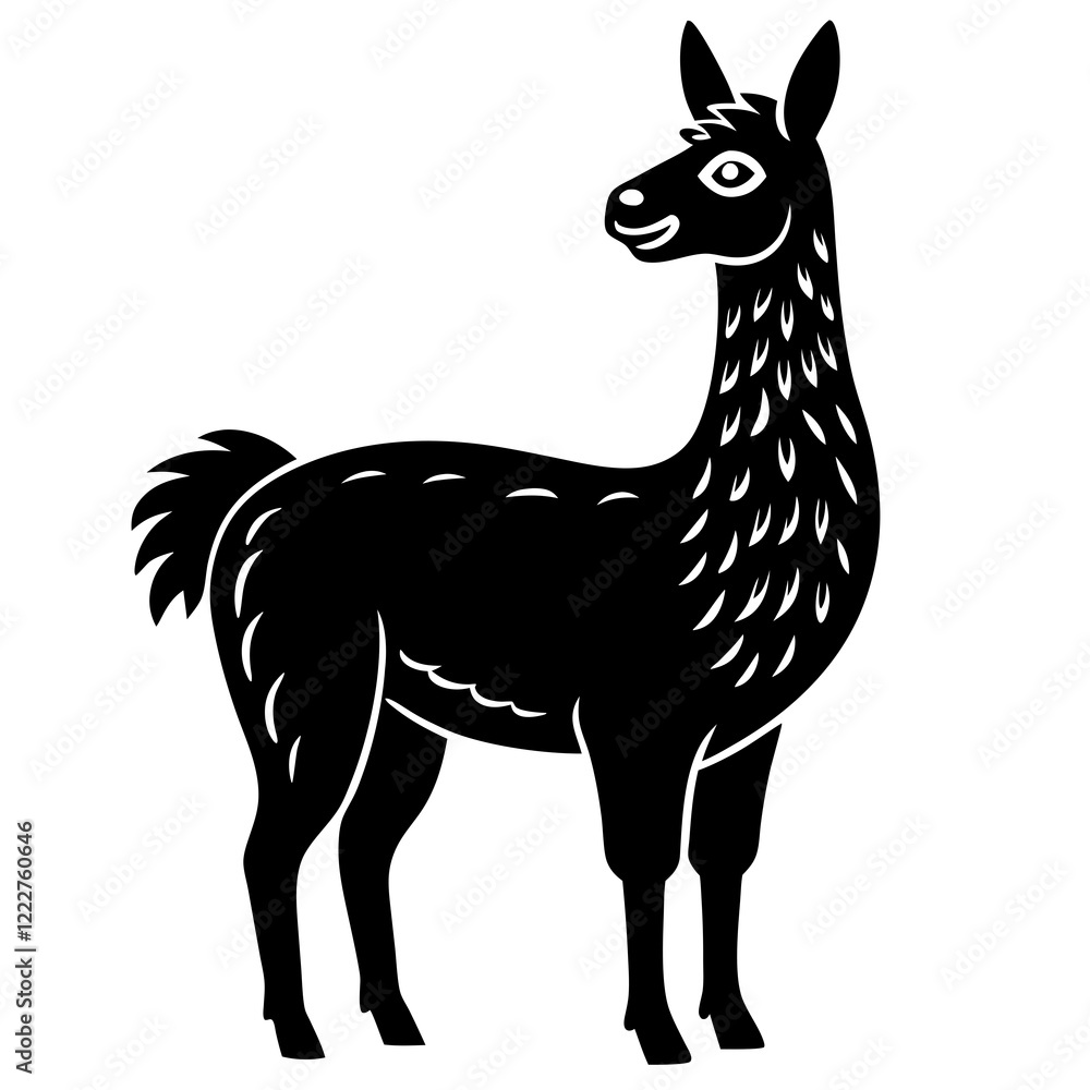 Cute Silhouette of a Llama line art vector cartoon illustration Cute Silhouette of a Llama line art vector cartoon illustration
