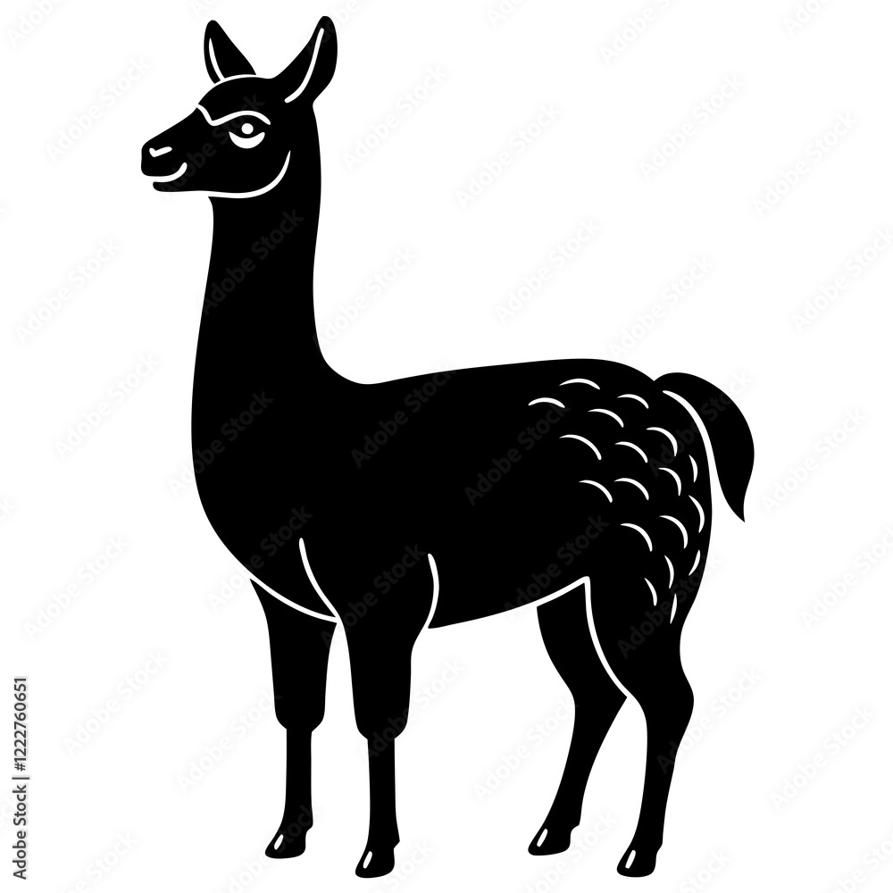 Cute Silhouette of a Llama line art vector cartoon illustration Cute Silhouette of a Llama line art vector cartoon illustration