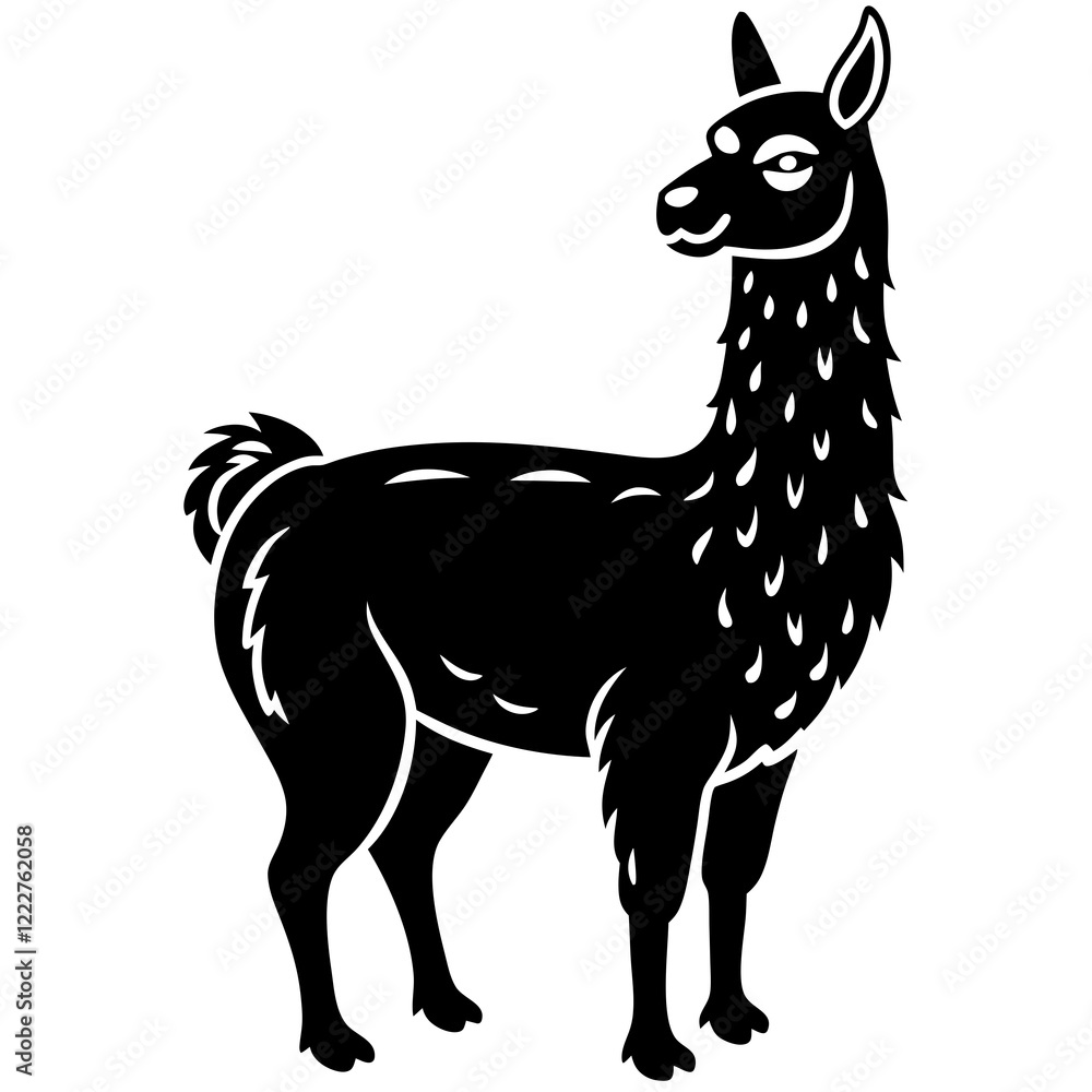 Cute Silhouette of a Llama line art vector cartoon illustration Cute Silhouette of a Llama line art vector cartoon illustration