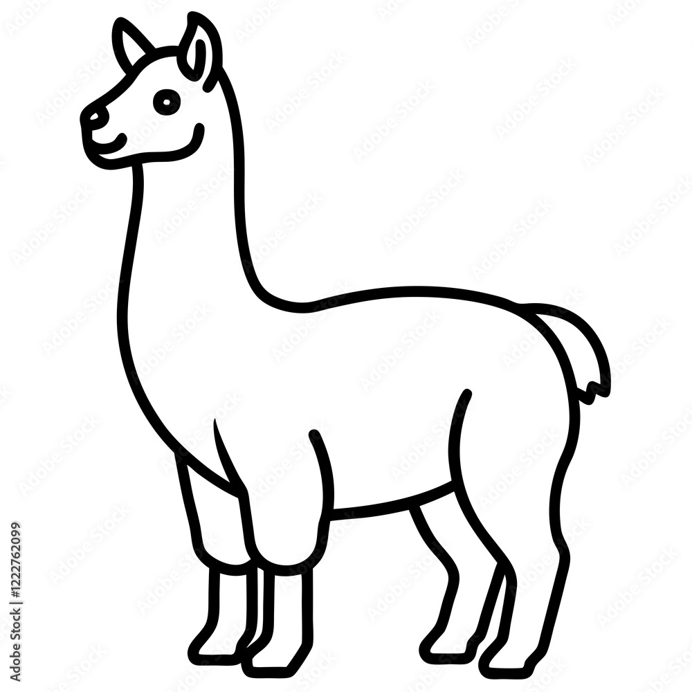 Cute Silhouette of a Llama line art vector cartoon illustration Cute Silhouette of a Llama line art vector cartoon illustration