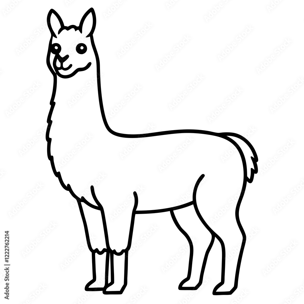 Cute Silhouette of a Llama line art vector cartoon illustration Cute Silhouette of a Llama line art vector cartoon illustration