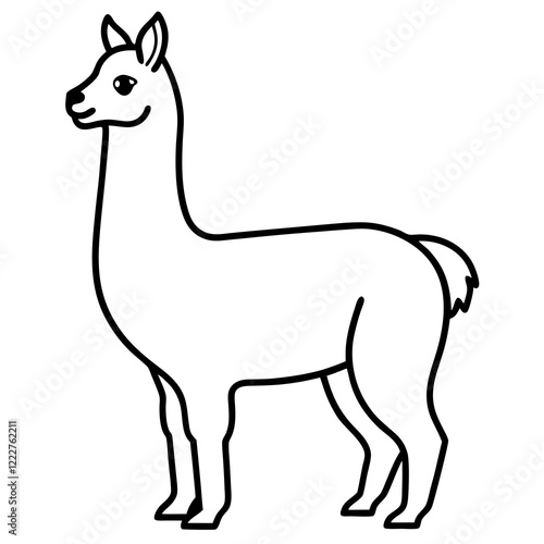 Cute Silhouette of a Llama line art vector cartoon illustration