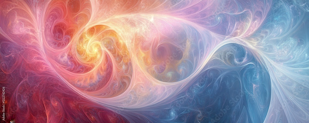 Fototapeta premium Colorful swirling abstract fractal art design with vivid red, blue, and yellow patterns