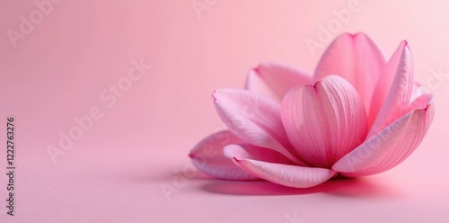 Delicate petals unfolding on soft pink surface, blooming, texture, delicate