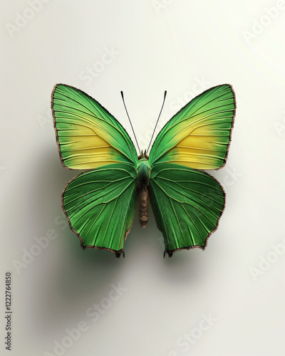 Green Hairstreak Butterfly showcasing vibrant colors in a photorealistic rendering against a white background photo