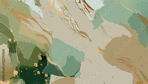 Abstract, marble texture, watercolor background, with golden lines, geometric, luxury wallpaper for posters, banners, stone texture. Pink, green, deep tones, gradient  colors, liquid texture design.