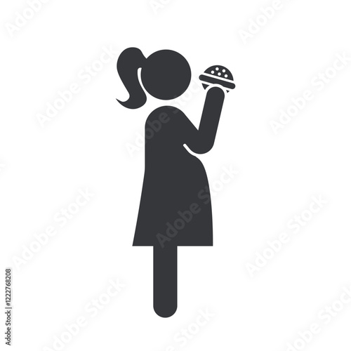 Eating meal food sign for pregnant women, isolated on a white background, suitable for health or warning materials