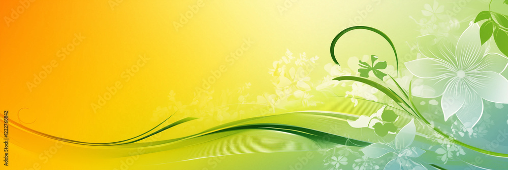 Vibrant Gradient Floral Abstract With Green Waves Vibrant Gradient Floral Abstract With Green Waves