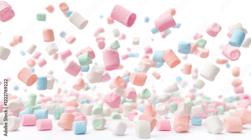 Colorful marshmallows floating in the air, creating a playful and whimsical scene. Colorful marshmallows floating in the air, creating a playful and whimsical scene.