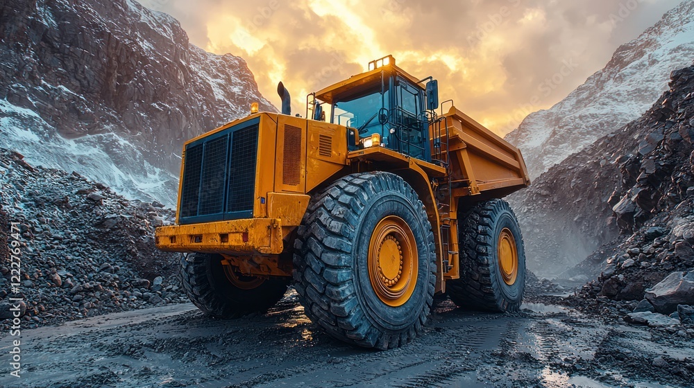 Powerful Mining Truck in Mountainous Terrain Powerful Mining Truck in Mountainous Terrain