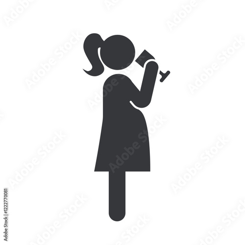 Drinking sign for pregnant women, isolated on a white background, suitable for health or warning materials