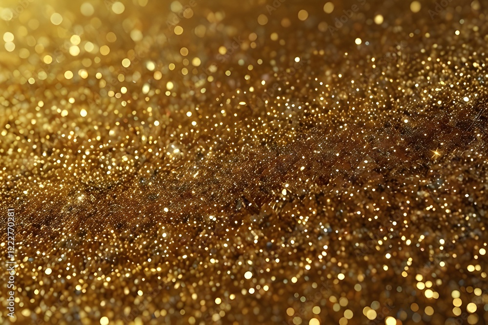 golden background loop, festive twinkling gold glitter, sparkly waves of glitter move from the center, 4k Generative AI