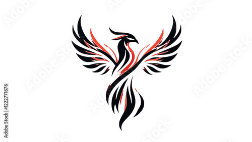 Tribal Phoenix Illustration with Fiery Gradient
