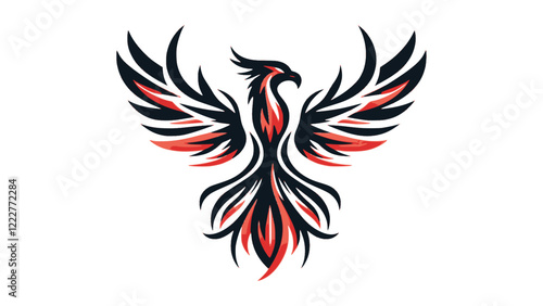 Symmetrical Phoenix in Tribal Art Style