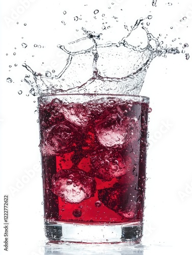 Refreshing iced berry drink splash