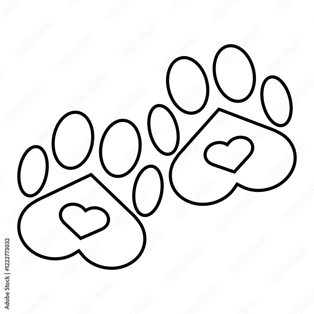 Lovely Animal Paw Print Outline Icon, Simple Icon Vector Design, best used for presentation, application, web and banner Lovely Animal Paw Print Outline Icon, Simple Icon Vector Design, best used for presentation, application, web and banner