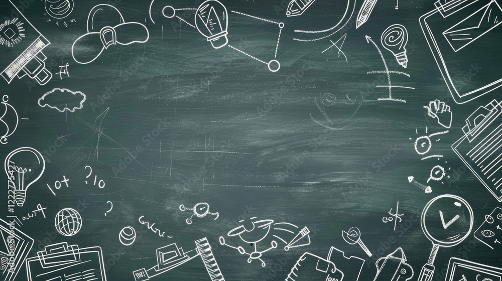 Fototapeta premium Chalkboard with White Drawings