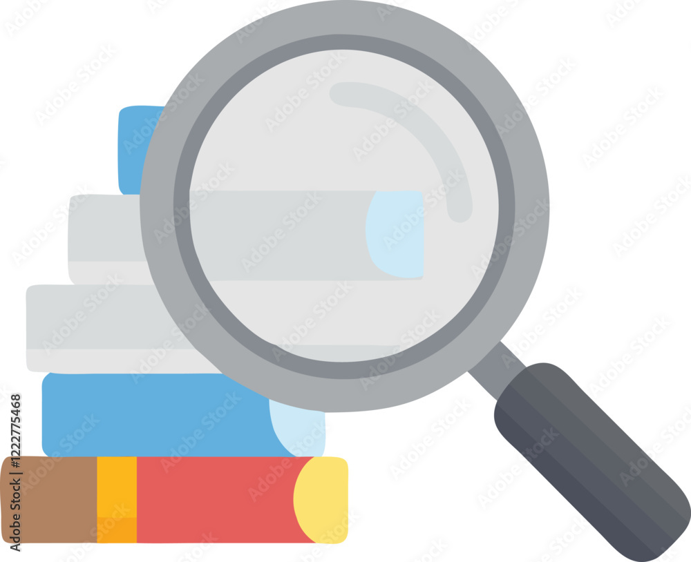 Magnifying Glass with Books for Education Logo Magnifying Glass with Books for Education Logo