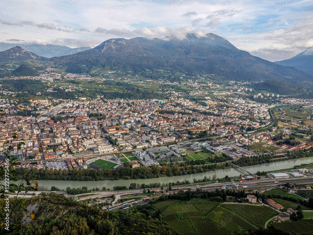 Trento Aerial View from Sardagna cable car Trento Aerial View from Sardagna cable car