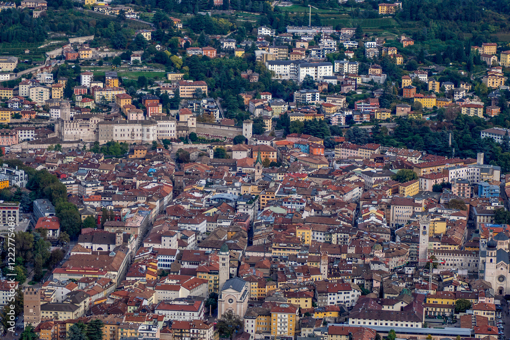 Obraz premium Trento Aerial View from Sardagna cable car